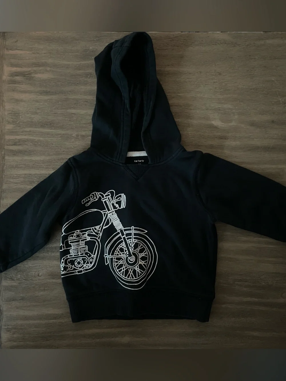 Carter's Black Hoodie with White Motorcycle Graphic